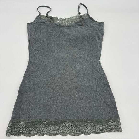 EXPRESS Lace Trim Bra Cami Tank Top Size M Dark Grey Stretch Romantic Preppy Y2K - Picture 2 of 6
